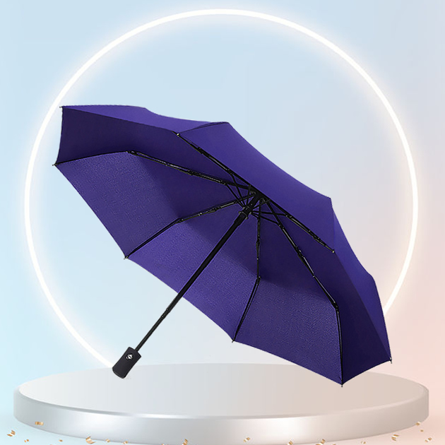 Fully automatic opening and closing three-fold umbrella